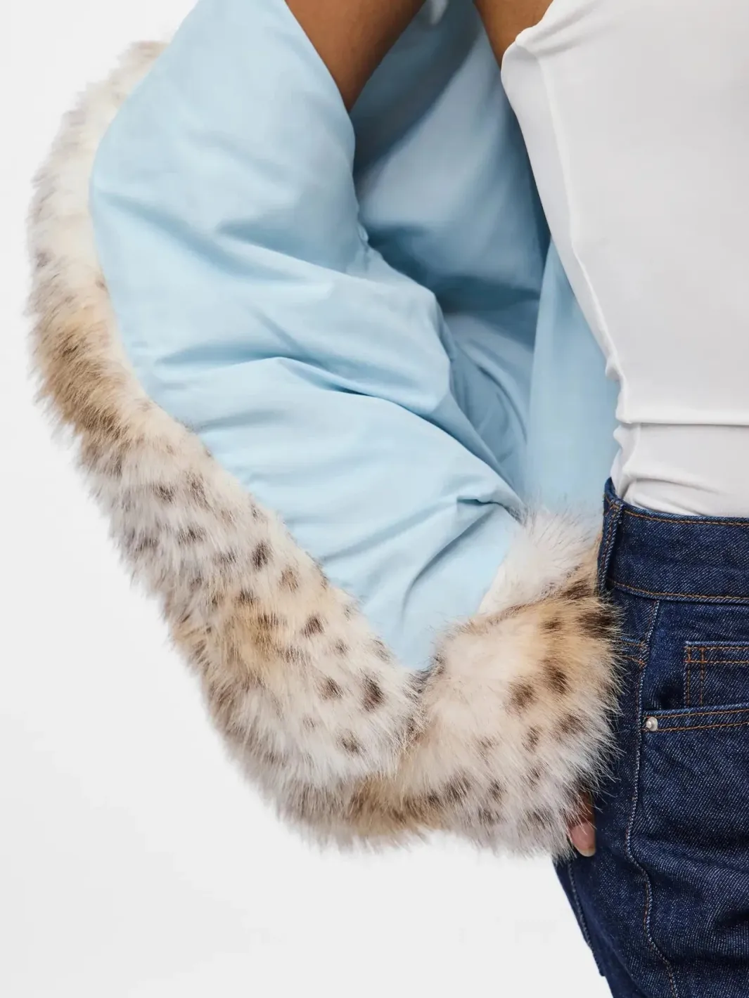 Outlet Pieces Pcplush Short Fluffy Jacket 5023207 Cloud Dancer Leopard