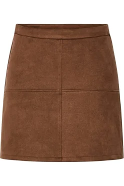 New Pieces Pcrakel Brushed Mini Skirt 4871489 Downtown Brown