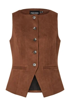 Clearance Pieces Pcrakel Brushed Vest 4955911 Downtown Brown