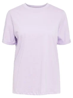 Best Pieces Pcria Ss Fold Up Solid Tee Lavendula