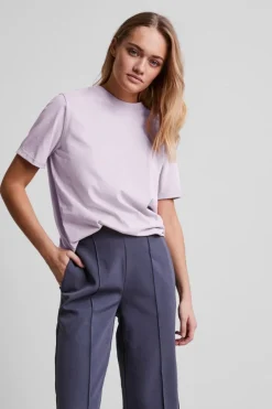 Best Pieces Pcria Ss Fold Up Solid Tee Lavendula