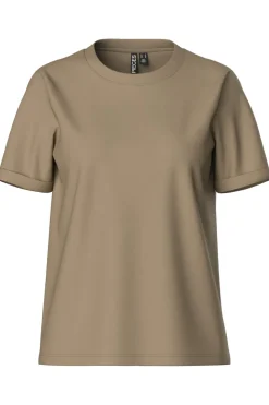 Sale Pieces Pcria Ss Fold Up Solid Tee 3782170 Silver Mink
