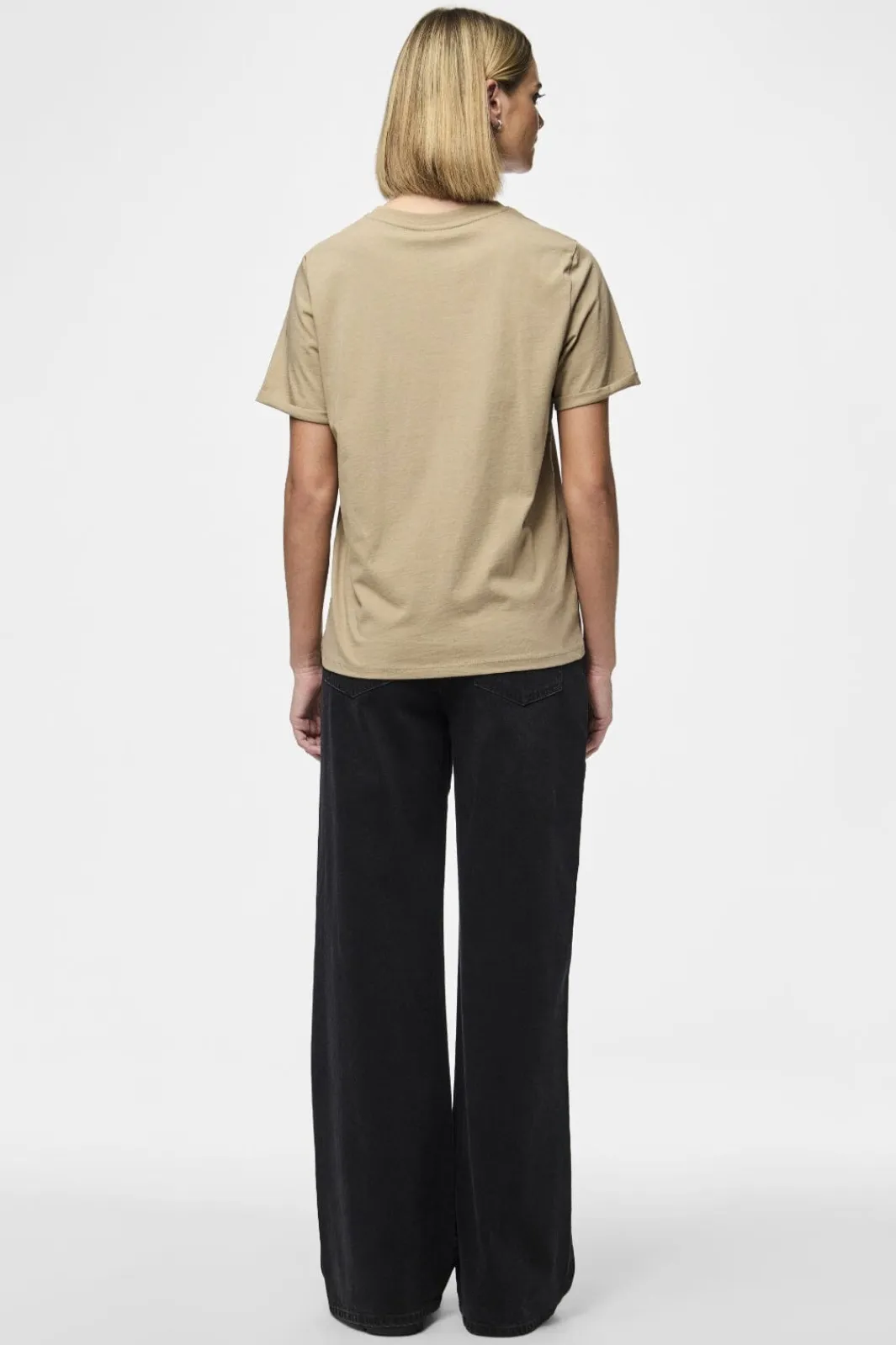 Sale Pieces Pcria Ss Fold Up Solid Tee 3782170 Silver Mink