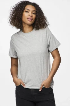 New Pieces Pcria Ss Fold Up Solid Tee 2676945 Light Grey Melange