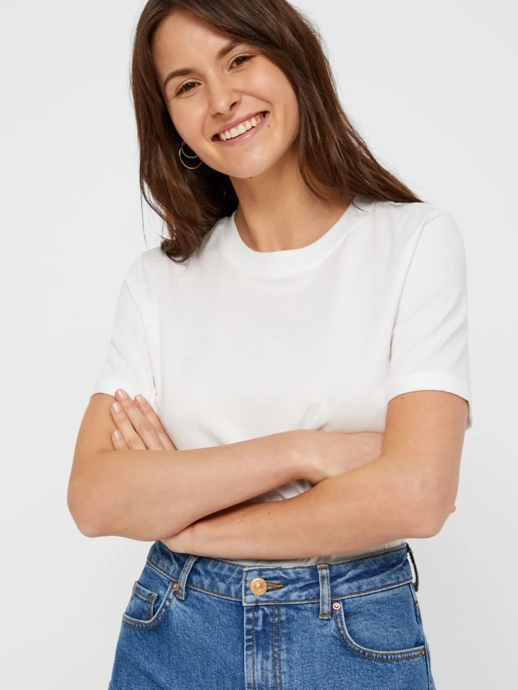 Sale Pieces PcRia SS Fold Up Tee Bright white