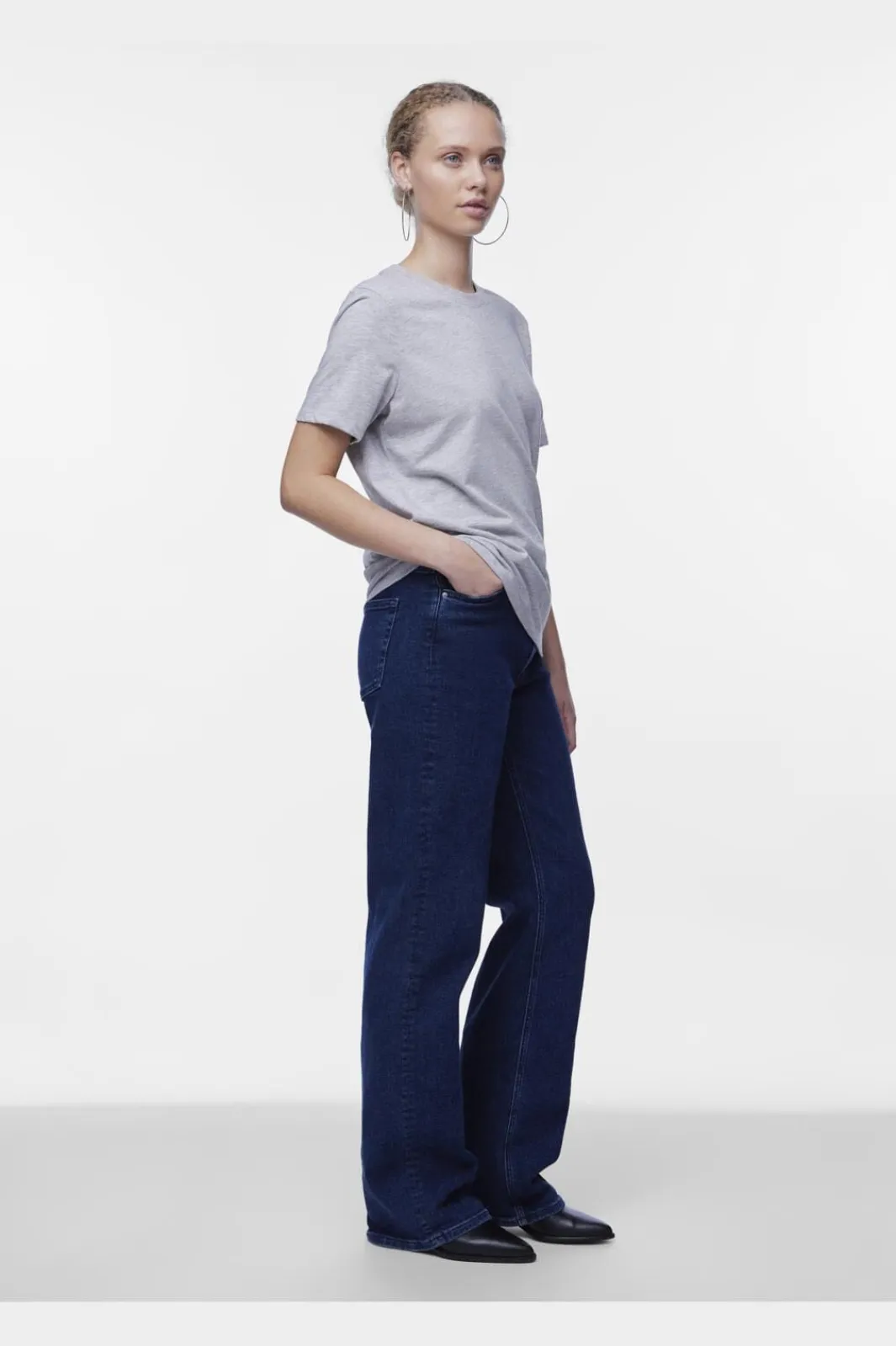 Hot Pieces Pcria Ss Solid Tee 4287784 Light Grey Melange