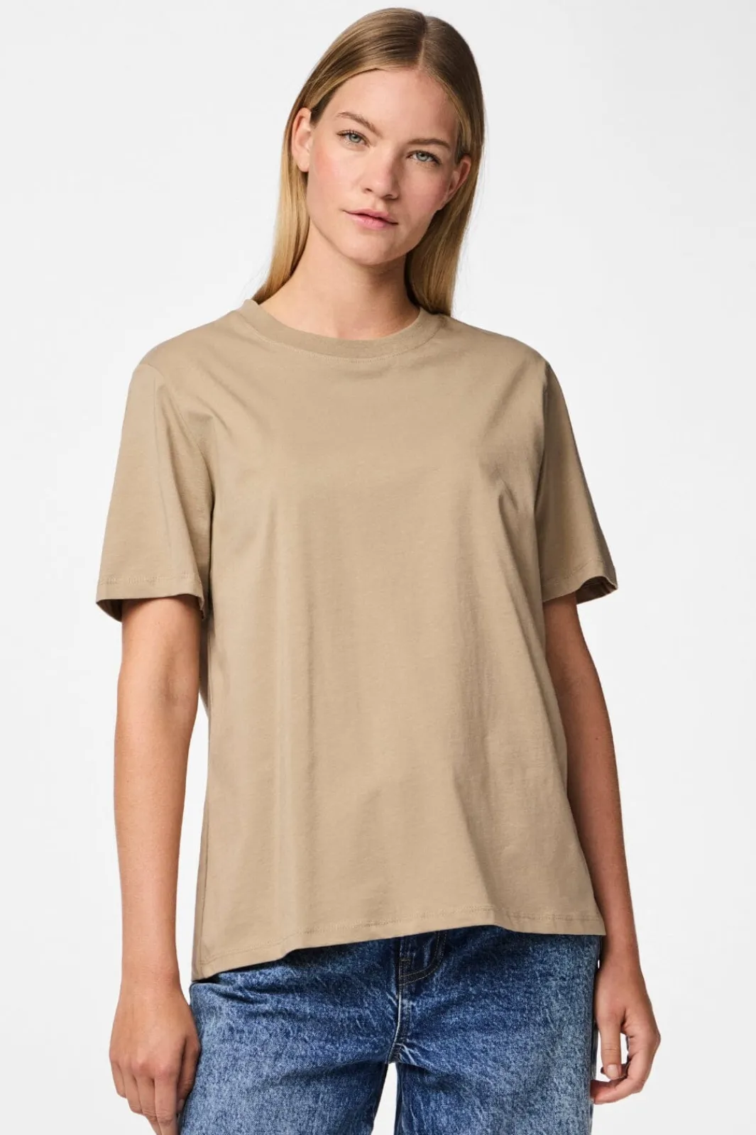Discount Pieces Pcria Ss Solid Tee 4280158 Silver Mink