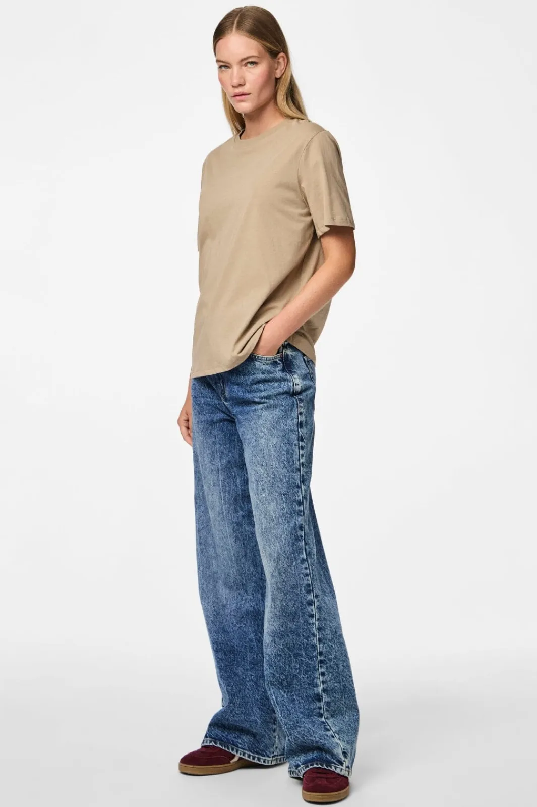 Discount Pieces Pcria Ss Solid Tee 4280158 Silver Mink