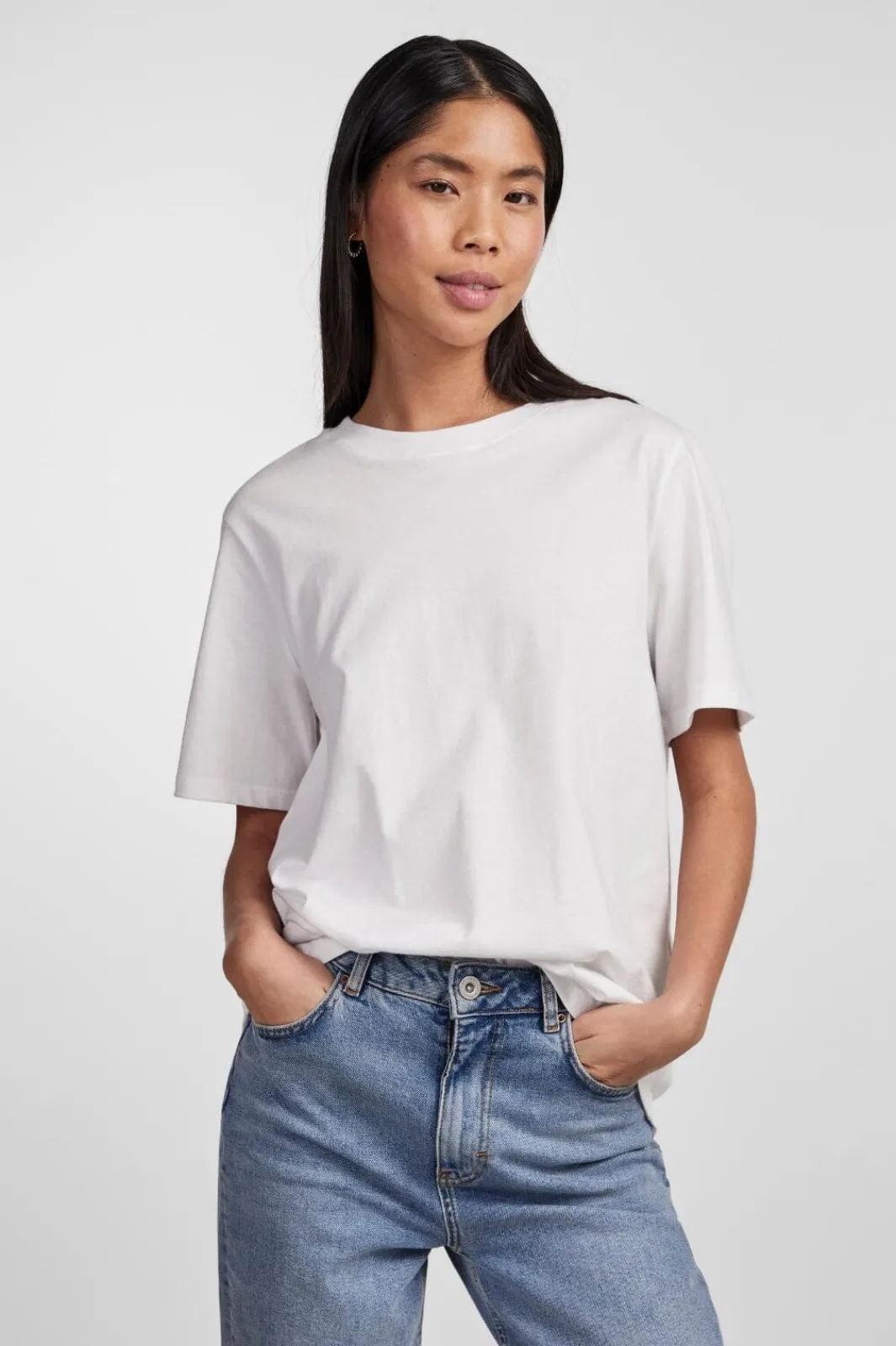 New Pieces Pcria Ss Solid Tee 4280157 Bright White