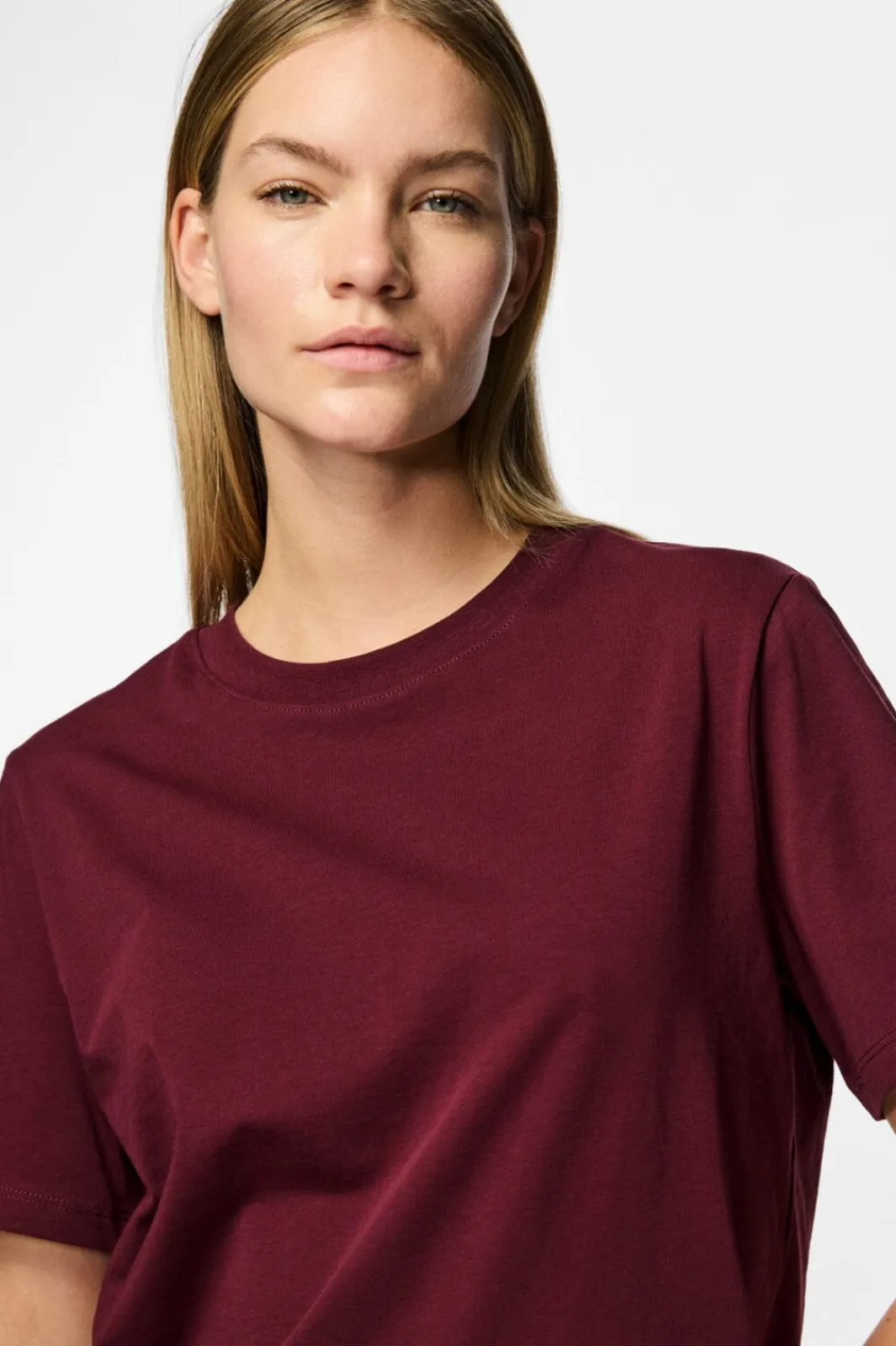 Sale Pieces Pcria Ss Solid Tee 4551302 Tawny Port