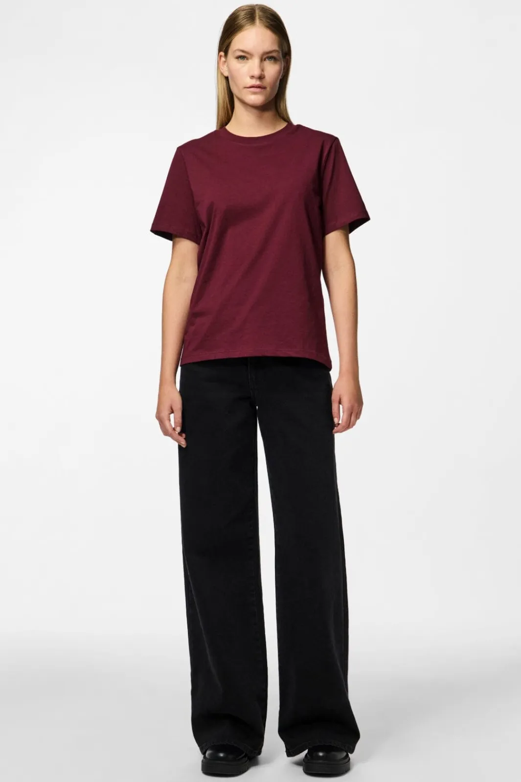 Sale Pieces Pcria Ss Solid Tee 4551302 Tawny Port