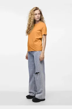 Outlet Pieces Pcria Ss Solid Tee 4386929 Tangerine