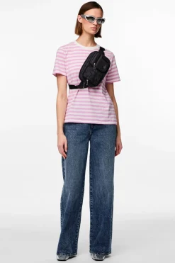 Online Pieces Pcria Ss Tee Stripes 4474679 Pastel Lavender Bright White
