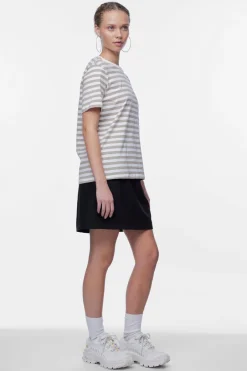Outlet Pieces Pcria Ss Tee Stripes 4400579 Silver Mink Bright White