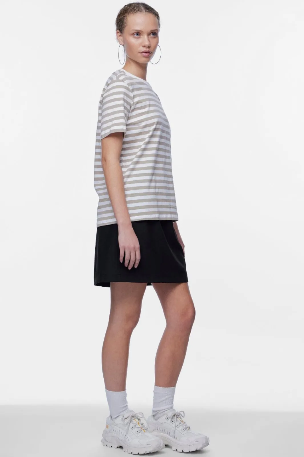Outlet Pieces Pcria Ss Tee Stripes 4400579 Silver Mink Bright White