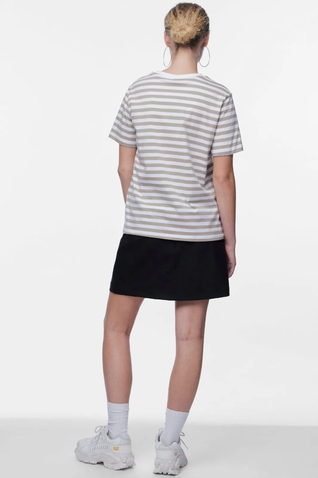 Outlet Pieces Pcria Ss Tee Stripes 4400579 Silver Mink Bright White