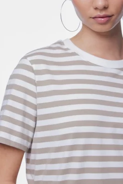 Outlet Pieces Pcria Ss Tee Stripes 4400579 Silver Mink Bright White