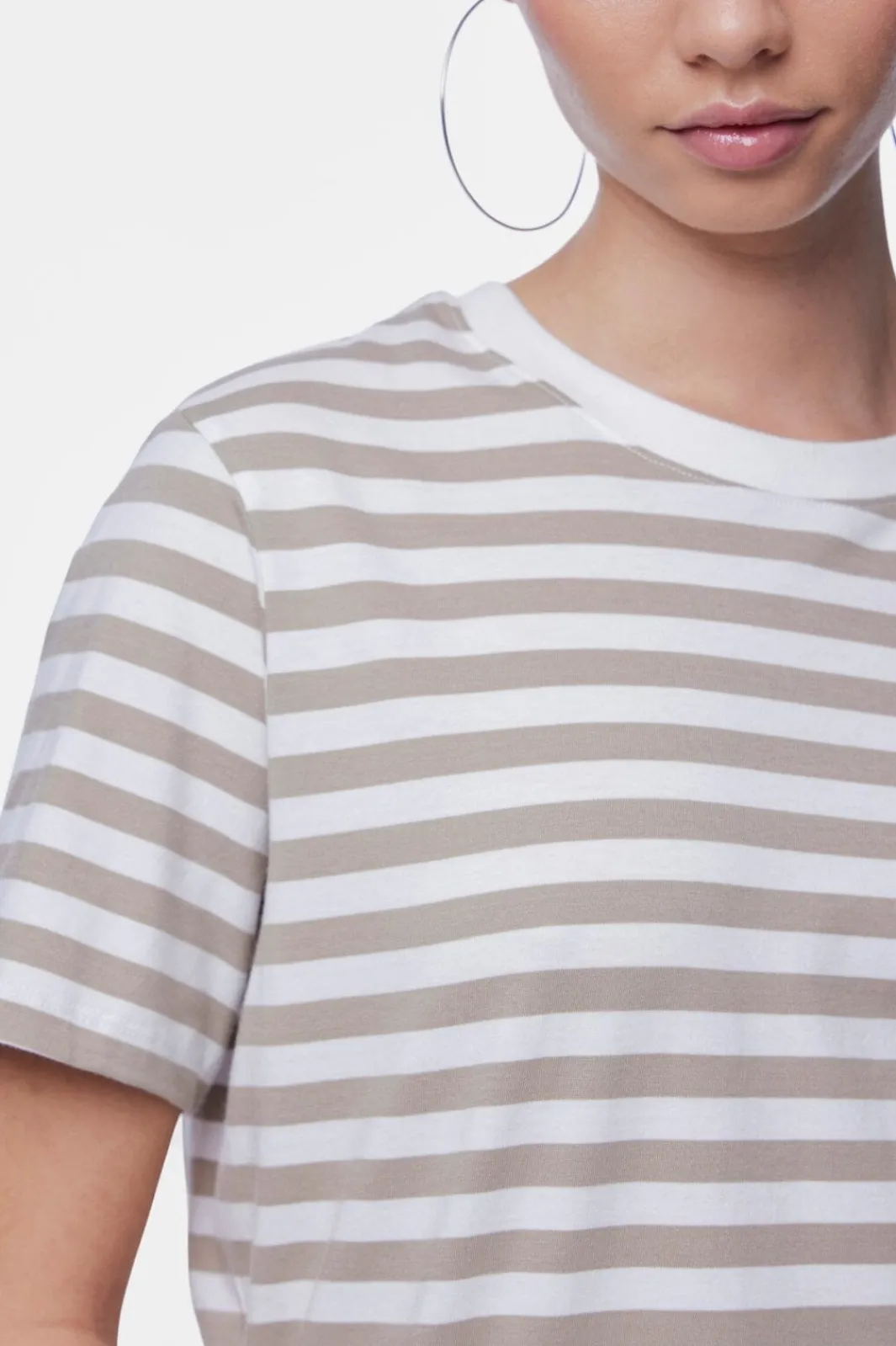 Outlet Pieces Pcria Ss Tee Stripes 4400579 Silver Mink Bright White