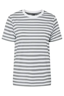 Sale Pieces Pcria Ss Tee Stripes 4651140 Ultimate Grey Bright White