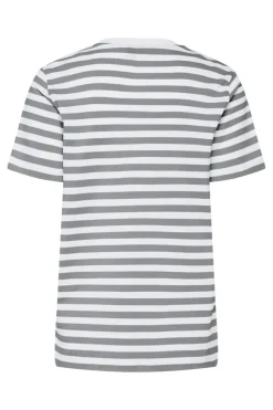 Sale Pieces Pcria Ss Tee Stripes 4651140 Ultimate Grey Bright White
