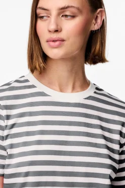 Sale Pieces Pcria Ss Tee Stripes 4651140 Ultimate Grey Bright White