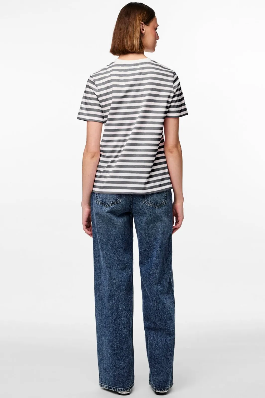 Sale Pieces Pcria Ss Tee Stripes 4651140 Ultimate Grey Bright White