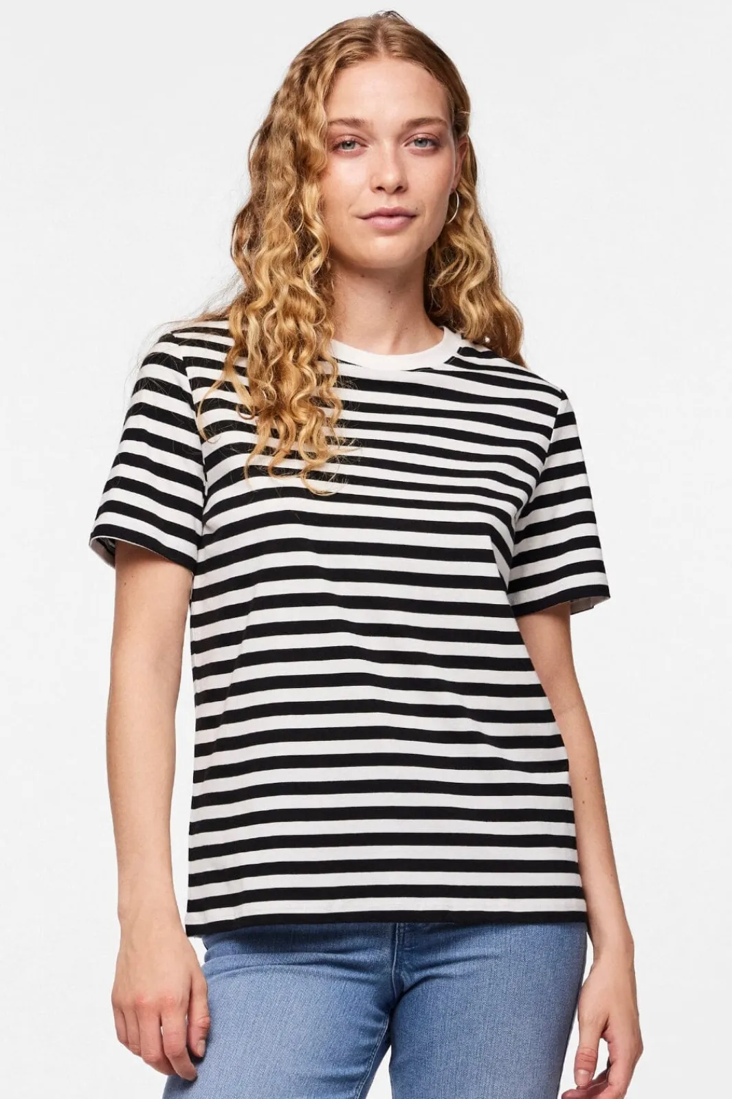 Online Pieces Pcria Ss Tee Stripes 4400578 Black Bright White