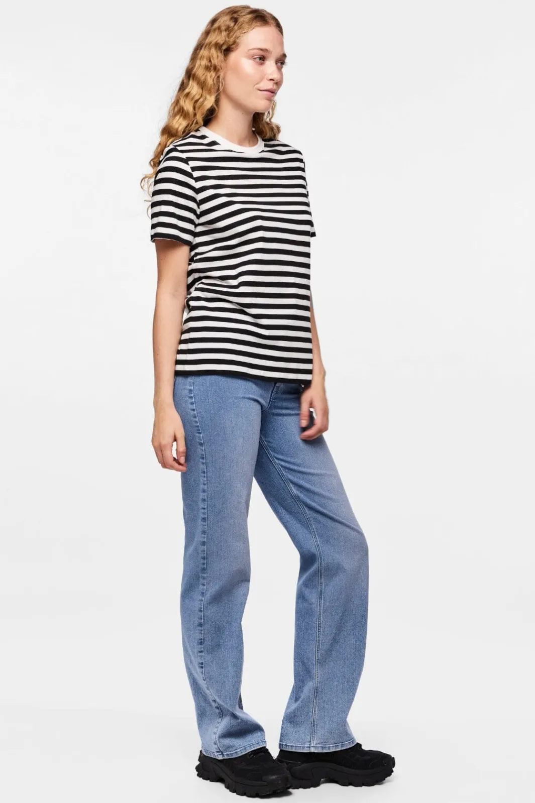 Online Pieces Pcria Ss Tee Stripes 4400578 Black Bright White