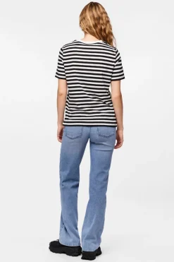 Online Pieces Pcria Ss Tee Stripes 4400578 Black Bright White