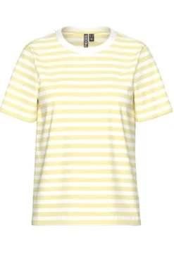 Pieces Pcria Ss Tee Stripes 4992581 French Vanilla Bright White