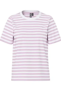 Best Pieces Pcria Ss Tee Stripes 4902466 Winsome Orchid Bright White