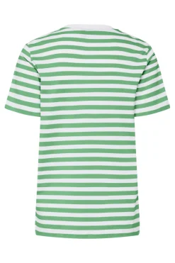 New Pieces Pcria Ss Tee Stripes 4651138 Bright White