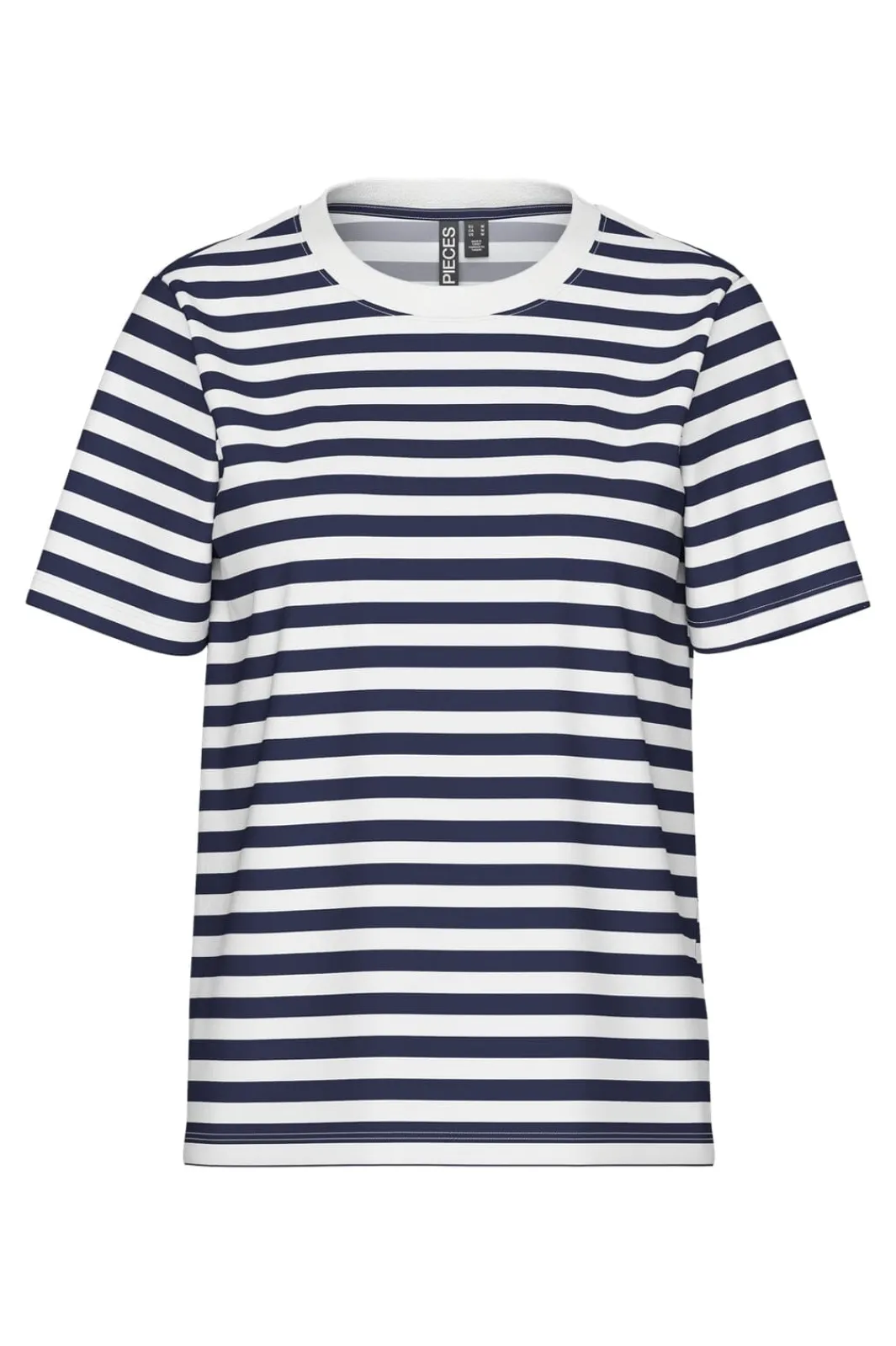 New Pieces Pcria Ss Tee Stripes 4857334 Maritime Blue Bright White
