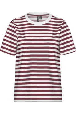 Pieces Pcria Ss Tee Stripes 4856960 Tawny Port Bright White