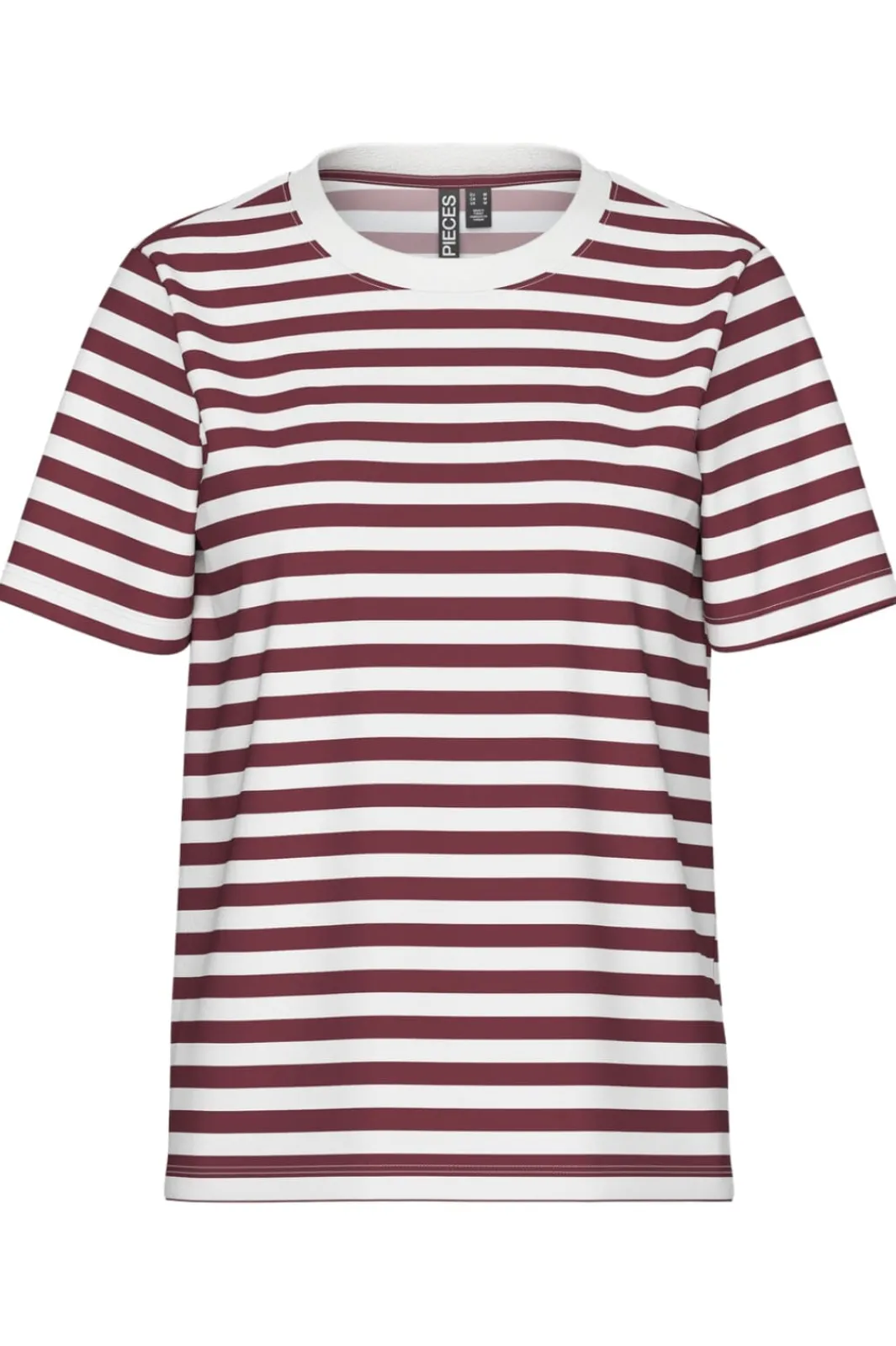 Pieces Pcria Ss Tee Stripes 4856960 Tawny Port Bright White