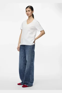 Discount Pieces Pcria Ss V-Neck Solid Tee 3783301 Bright White