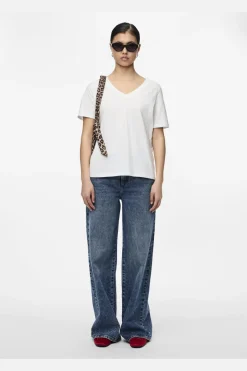 Discount Pieces Pcria Ss V-Neck Solid Tee 3783301 Bright White
