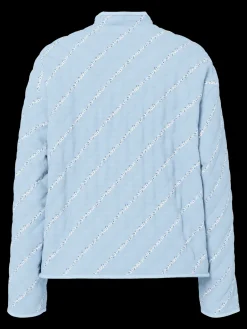 Hot Pieces Pcrikke Quilted Jacket 4928323 Cashmere Blue Cloud Dancer & Black Flower