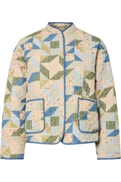 Online Pieces Pcrikke Quilted Jacket 4928319 Birch Patchwork
