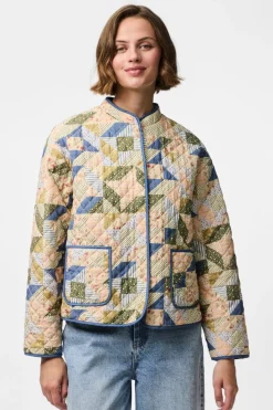Online Pieces Pcrikke Quilted Jacket 4928319 Birch Patchwork