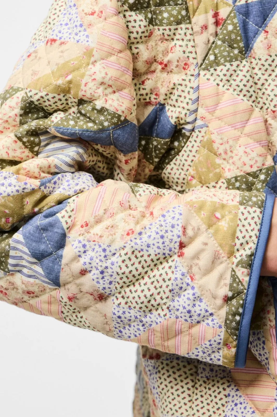 Online Pieces Pcrikke Quilted Jacket 4928319 Birch Patchwork