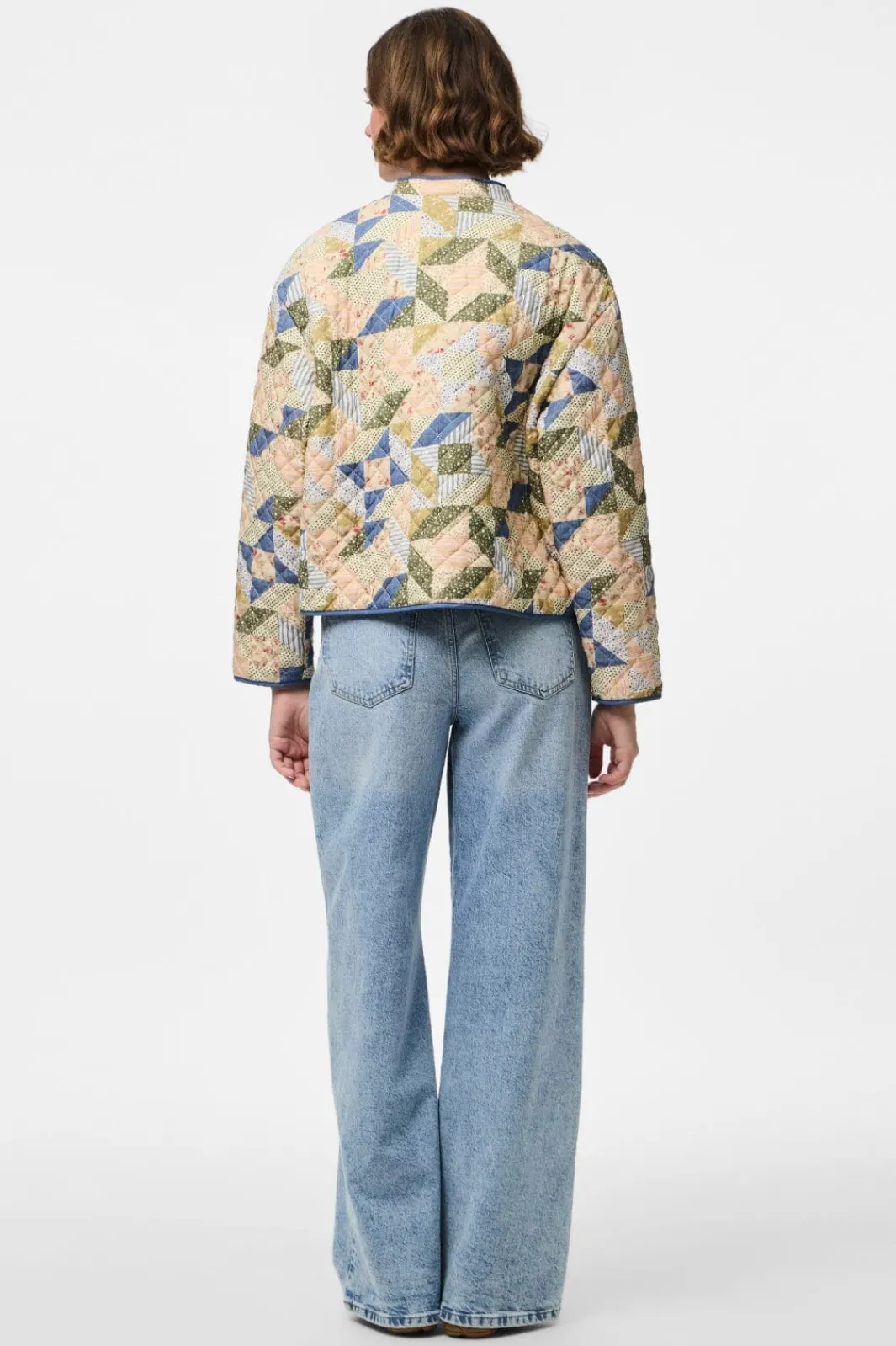 Online Pieces Pcrikke Quilted Jacket 4928319 Birch Patchwork