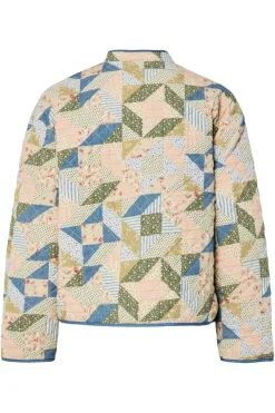 Online Pieces Pcrikke Quilted Jacket 4928319 Birch Patchwork