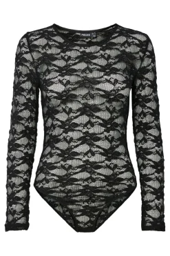 Outlet Pieces Pcrillo Flower Lace Ls Bodystocking 4871483 Black