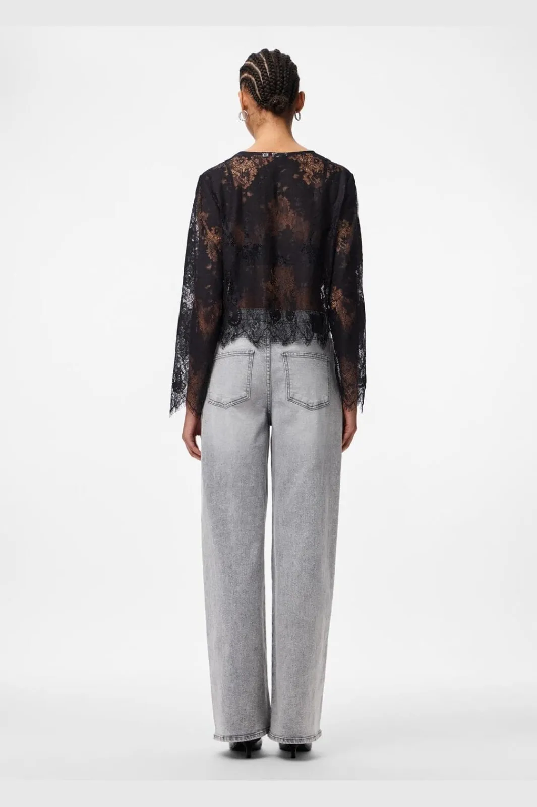 Sale Pieces Pcrinne Ls Lace Top Kca 5071431 Black