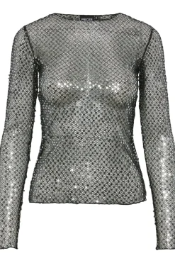 Clearance Pieces Pcrissi Ls Sequins Top 4610020 Black Silver Sequins