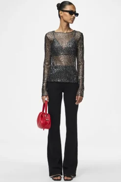 Clearance Pieces Pcrissi Ls Sequins Top 4610020 Black Silver Sequins