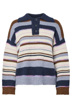 Pieces Pcrye Ls Polo Knit 4892847 Downtown Brown Multi Color