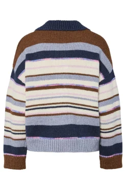 Pieces Pcrye Ls Polo Knit 4892847 Downtown Brown Multi Color