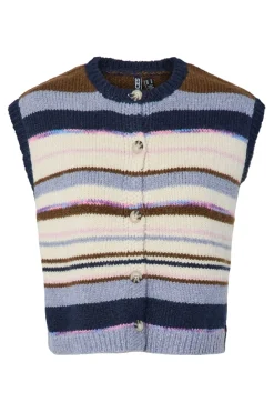 Sale Pieces Pcrye Sl Polo Knit Vest 4955526 Downtown Brown Multi Color